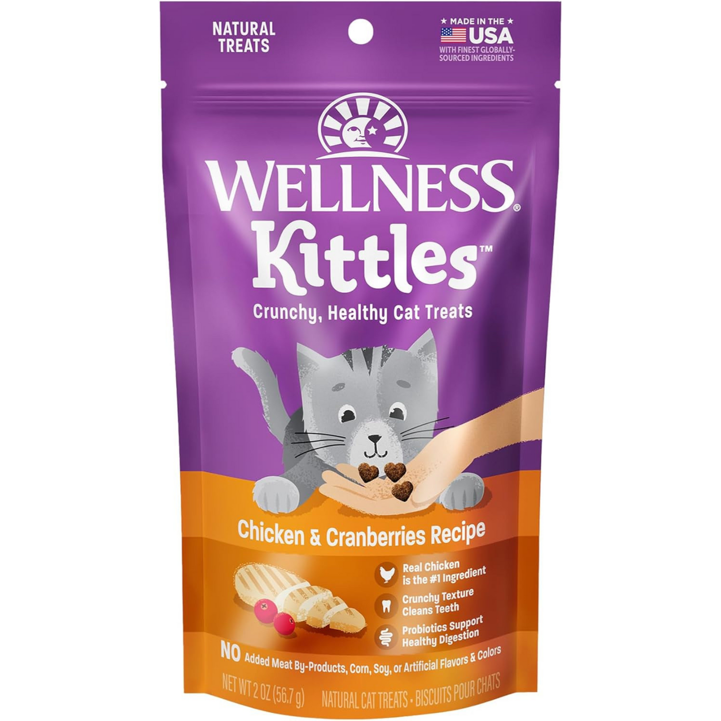 Kittles Crunchy Cat Treats – Grain-Free Chicken & Cranberry Delight, 2 oz – Wholesome Snacks for All Life Stages!