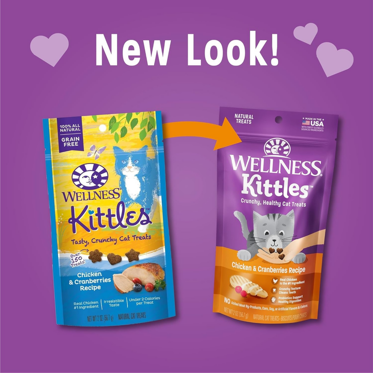 Kittles Crunchy Cat Treats – Grain-Free Chicken & Cranberry Delight, 2 oz – Wholesome Snacks for All Life Stages!