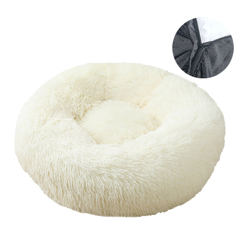 Washable Round Velvet Pet Bed — Removable Cover, Sizes up to 100 cm - Paw Luxe