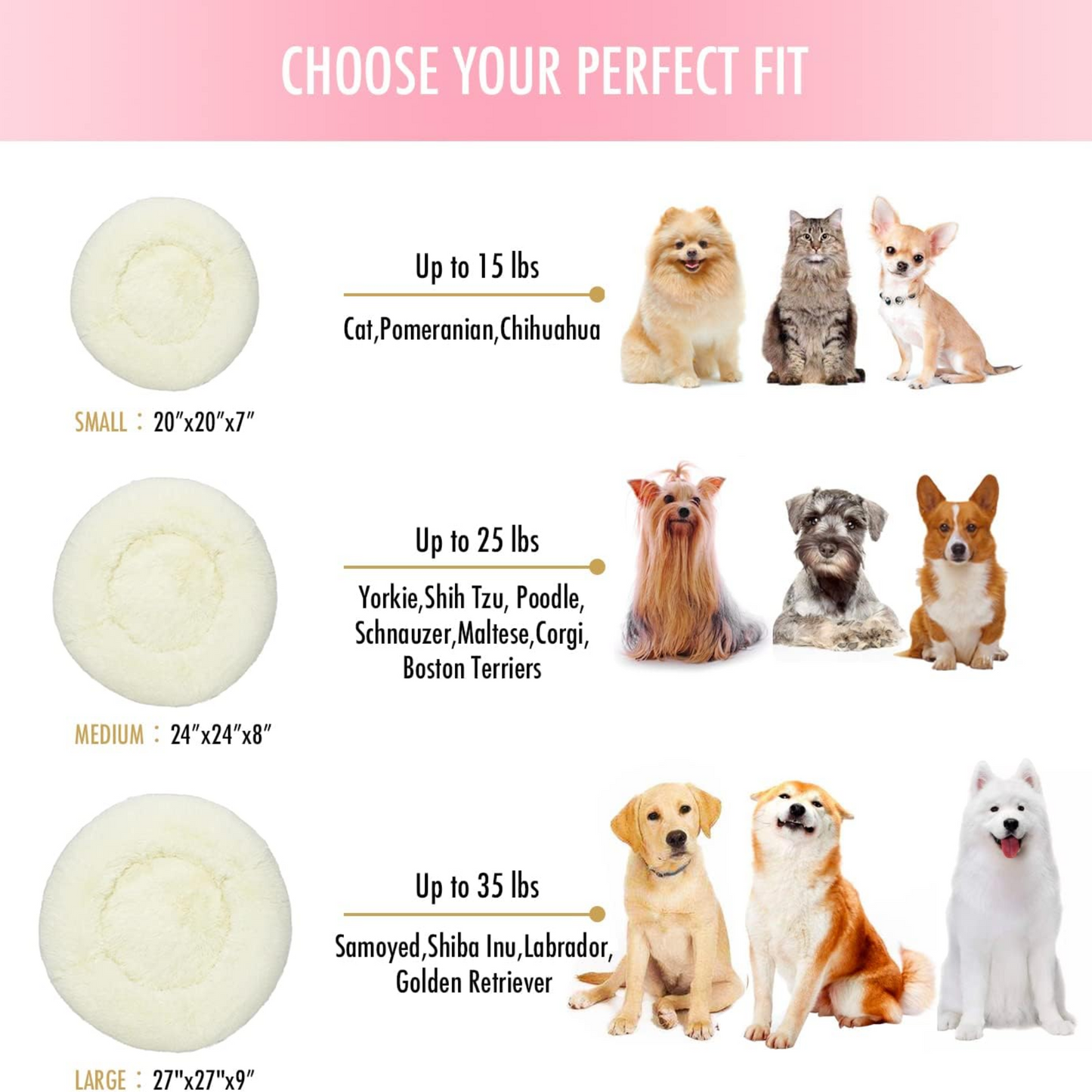 Paw Luxe Anti-Anxiety Plush Faux Fur Pet Bed β Warm & Washable Round Bed for Dogs & Cats β Joint Relief & Ultimate Comfort (20"/24"/27" Options, 27" White)