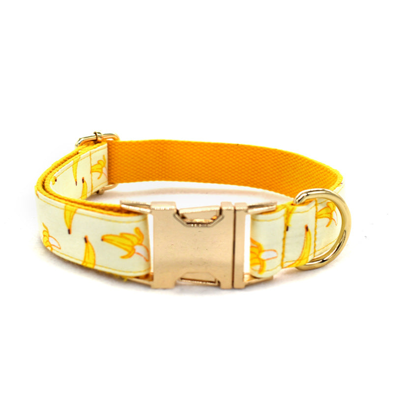 Yellow Banana Dog Traction Rope Pet Collar Pet Supplies Can Be Engraved With Gold Metal Buckle 1.5m Rope - Paw Luxe