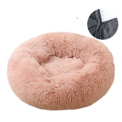 Washable Round Velvet Pet Bed — Removable Cover, Sizes up to 100 cm - Paw Luxe
