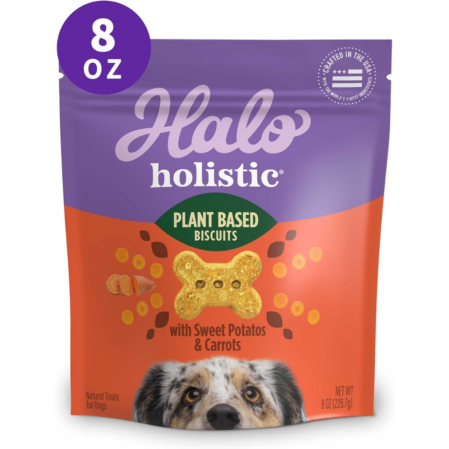 Halo Vegan Dog Treats Variety Pack – Crunchy Plant-Based Goodness with Oats & Blueberries, Peanut Butter & Banana, and Peanuts & Pumpkin Flavors – 8 oz, 3-Pack