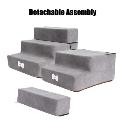 3-Tier Flannel Detachable Pet Stairs - Paw Luxe