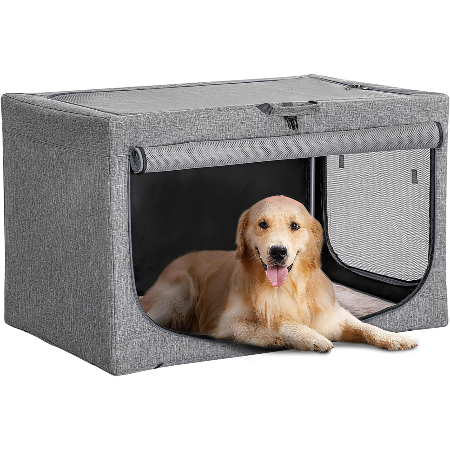 Paw Luxe Soft Dog Travel Crate – Portable, Adjustable Kennel with Chew-Proof Mesh, Thick Mat, and Ventilated Windows – Ideal for Indoor & Outdoor Use, 24"