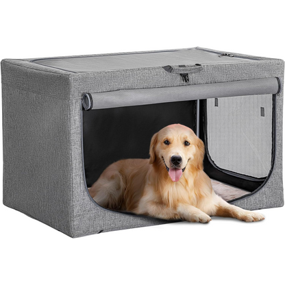 Paw Luxe Soft Dog Travel Crate – Portable, Adjustable Kennel with Chew-Proof Mesh, Thick Mat, and Ventilated Windows – Ideal for Indoor & Outdoor Use, 24"