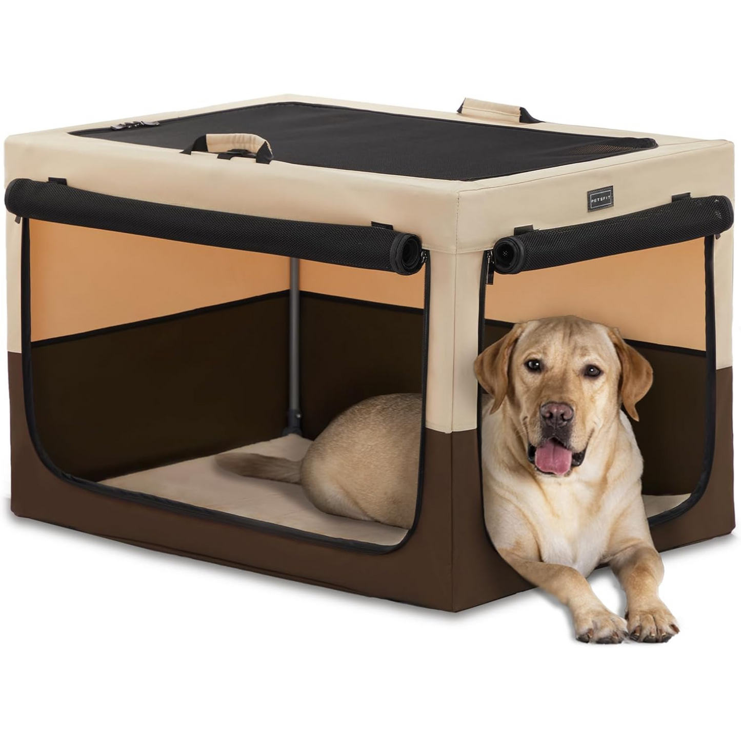 Paw Luxe Soft Dog Travel Crate – Portable, Adjustable Kennel with Chew-Proof Mesh, Thick Mat, and Ventilated Windows – Ideal for Indoor & Outdoor Use, 24"