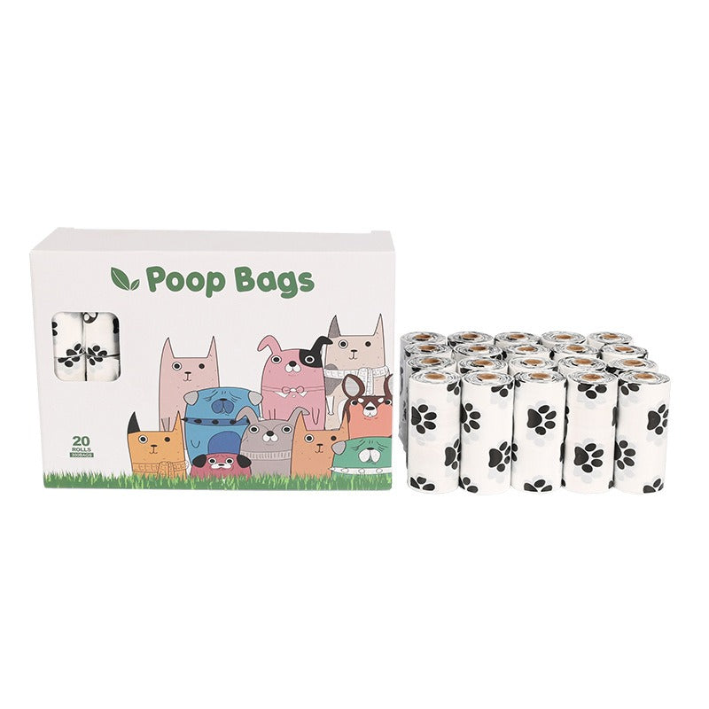 D2W Degradable Dog Poop Bags — White Footprint Design - Paw Luxe