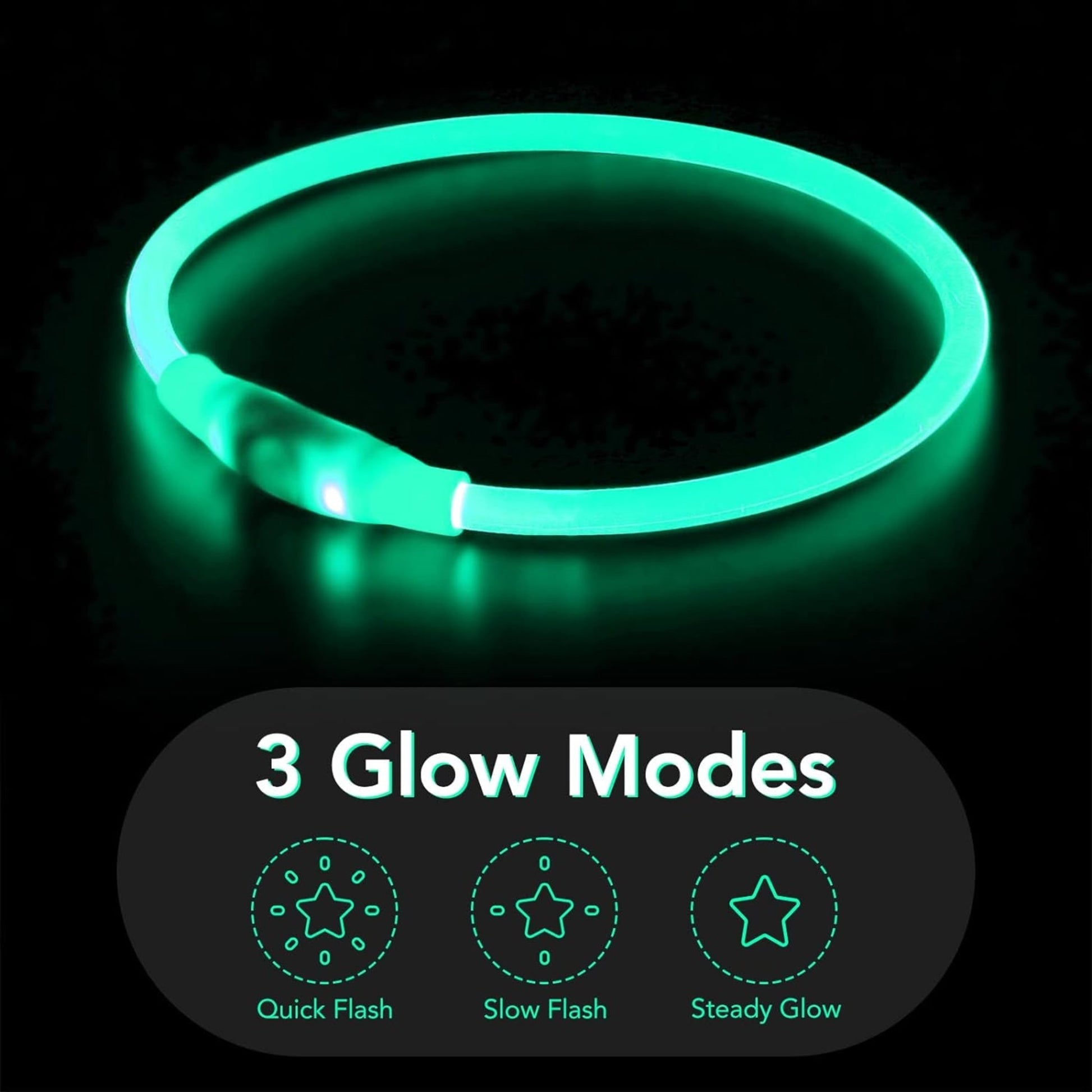 USB Rechargeable LED Dog Collar – Glow-in-the-Dark Safety Collar for Small, Medium, and Large Dogs, Durable TPU Light-Up Design (Cyan)