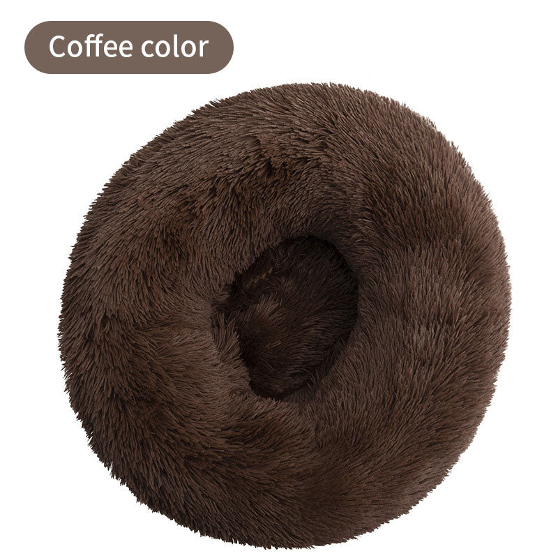 Long Plush Round Pet Bed & Mat - Paw Luxe