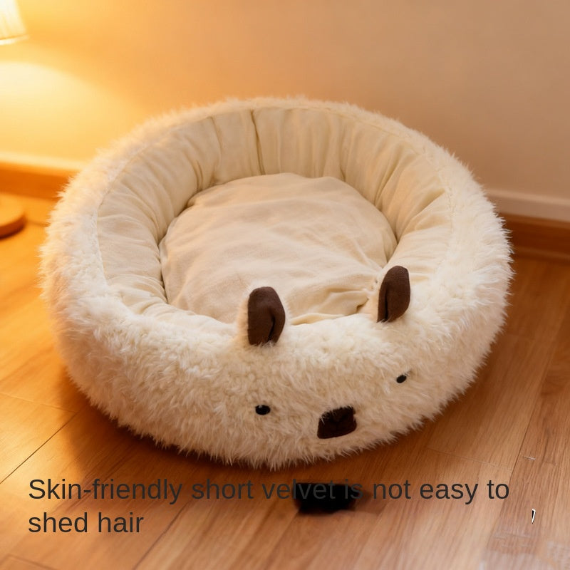 Winter Dog Bed — Half-Enclosed Flannel Nest for Deep, Draught-Free Sleep - Paw Luxe