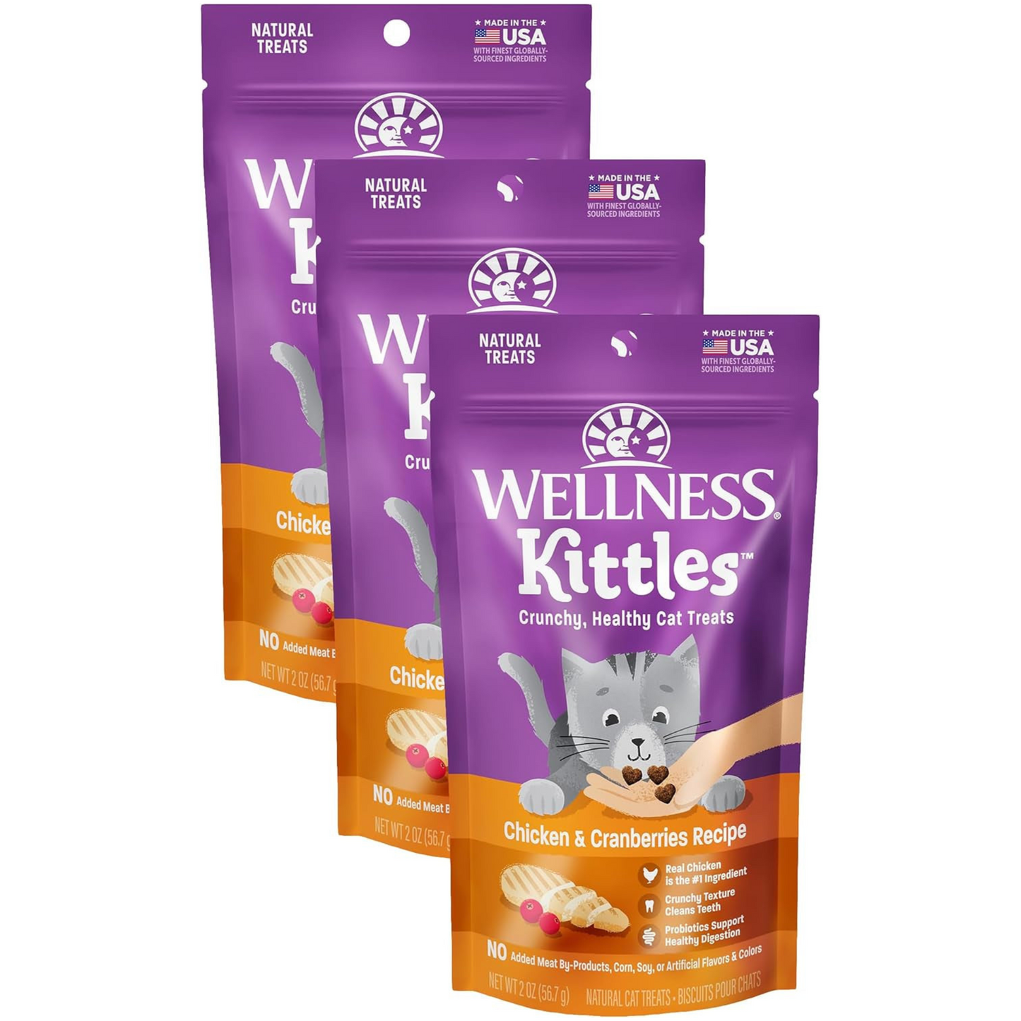 Kittles Crunchy Cat Treats – Grain-Free Chicken & Cranberry Delight, 2 oz – Wholesome Snacks for All Life Stages!