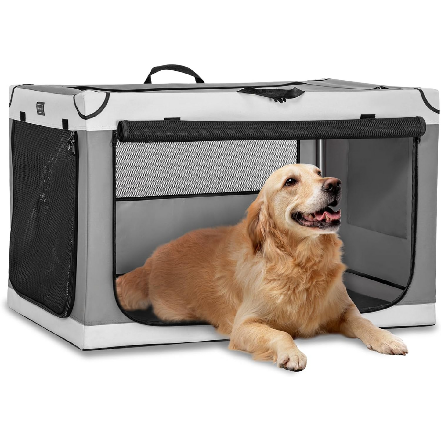 Paw Luxe Soft Dog Travel Crate – Portable, Adjustable Kennel with Chew-Proof Mesh, Thick Mat, and Ventilated Windows – Ideal for Indoor & Outdoor Use, 24"
