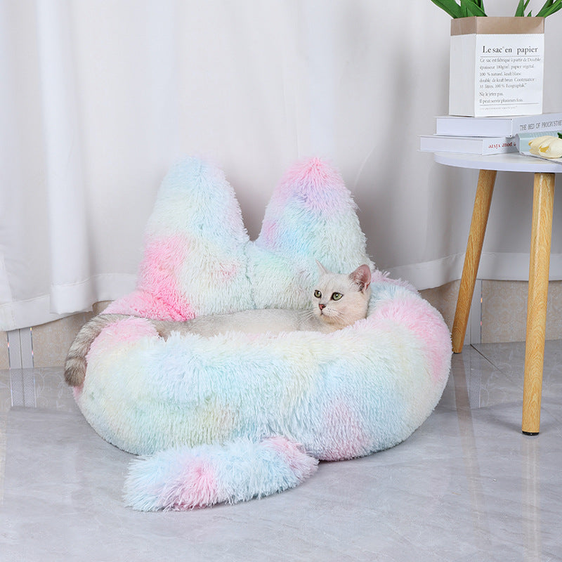 Round Plush Pet House — Cloud-Soft Nest Bed for Cats & Dogs, All Seasons - Paw Luxe