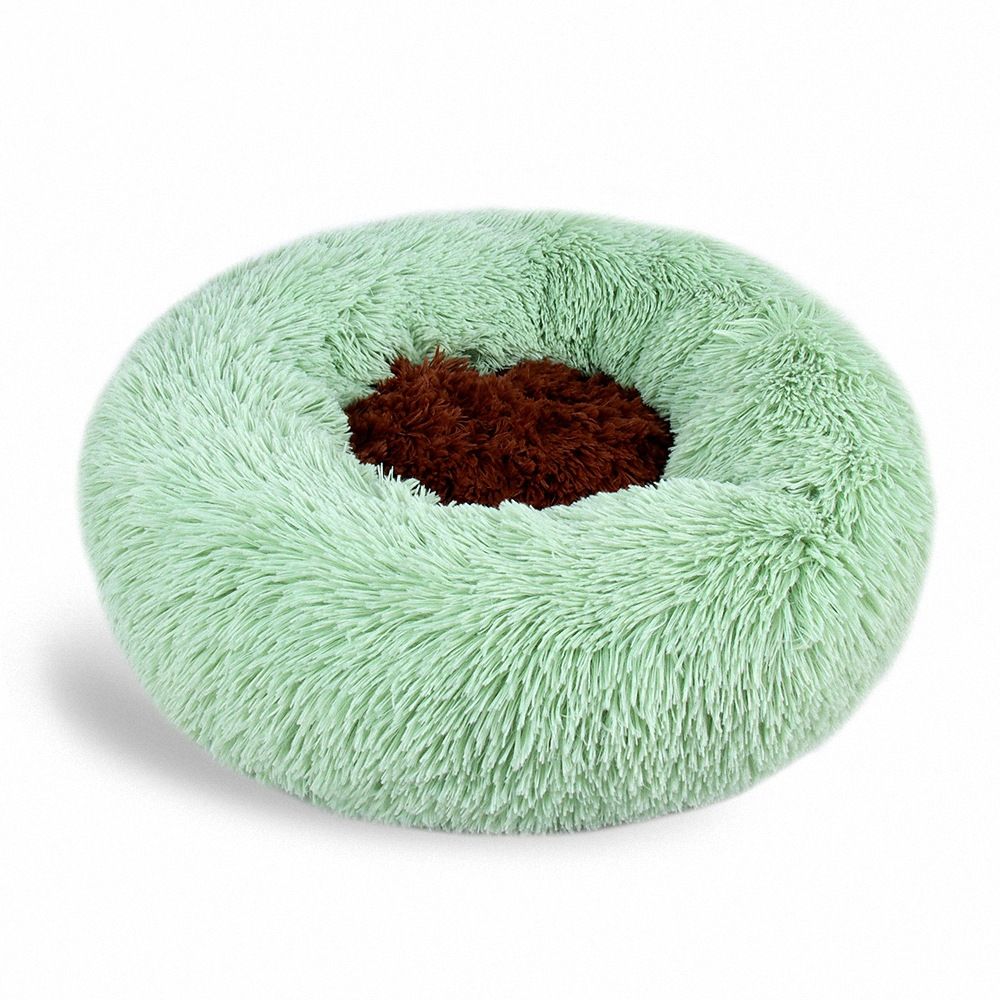 Color Block Round Pet Bed — Anti-Slip Plush Nest with Thermal PP Cotton Fill - Paw Luxe