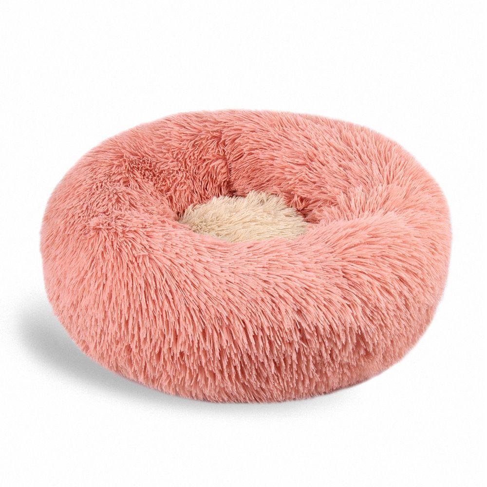 Color Block Round Pet Bed — Anti-Slip Plush Nest with Thermal PP Cotton Fill - Paw Luxe