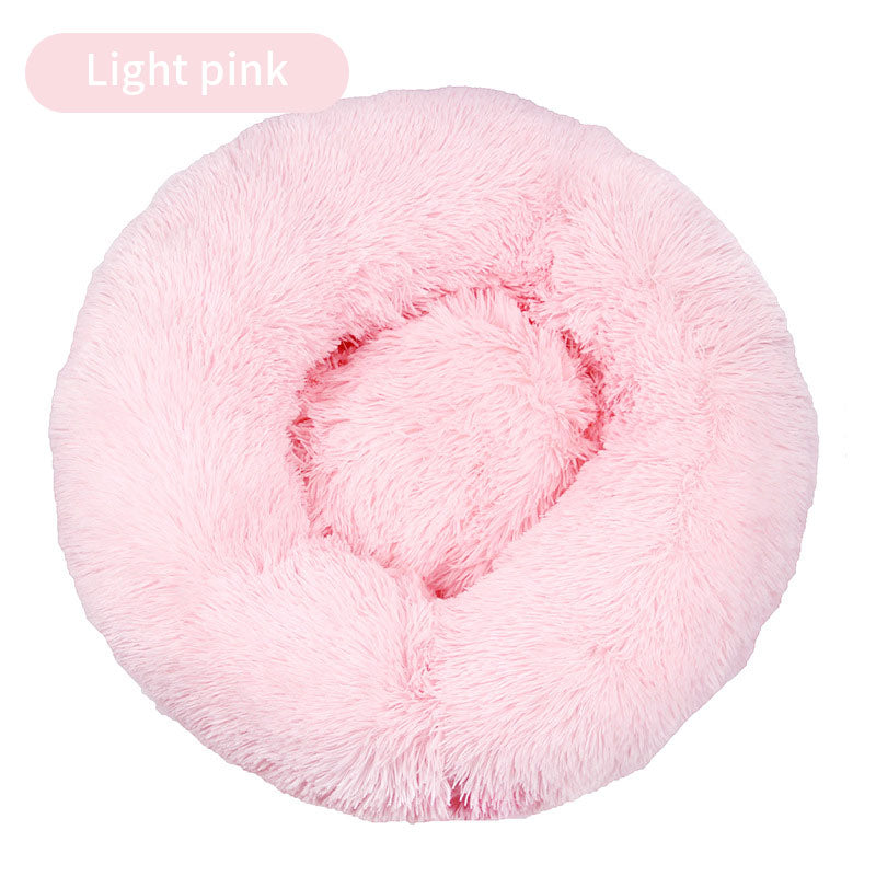 Long Plush Round Pet Bed & Mat - Paw Luxe