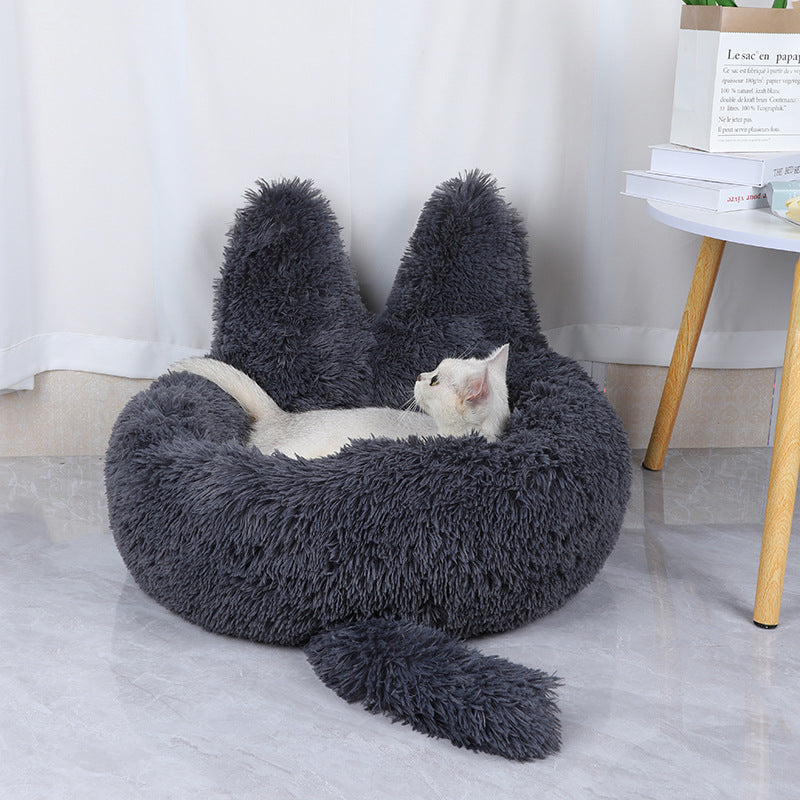 Round Plush Pet House — Cloud-Soft Nest Bed for Cats & Dogs, All Seasons - Paw Luxe