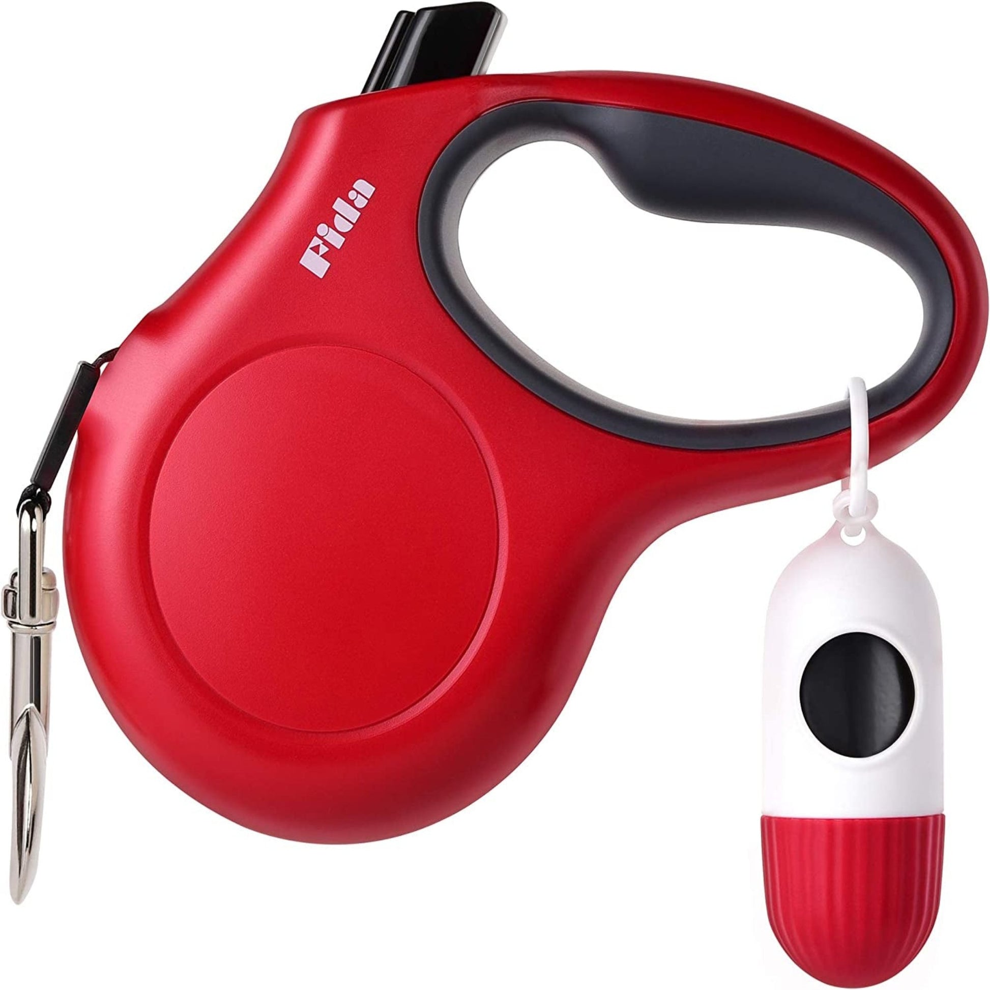 10-Ft Retractable Dog Leash with Poop Bag Dispenser – Tangle-Free Reflective Leash for Extra-Small Dogs & Cats up to 18 lbs, Anti-Slip Handle (XS, White)