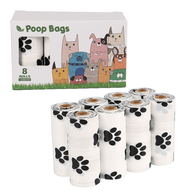 D2W Degradable Dog Poop Bags — White Footprint Design - Paw Luxe