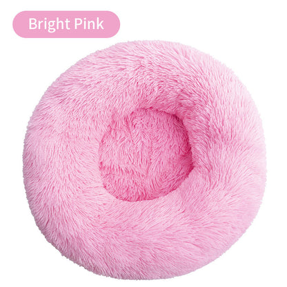 Long Plush Round Pet Bed & Mat - Paw Luxe
