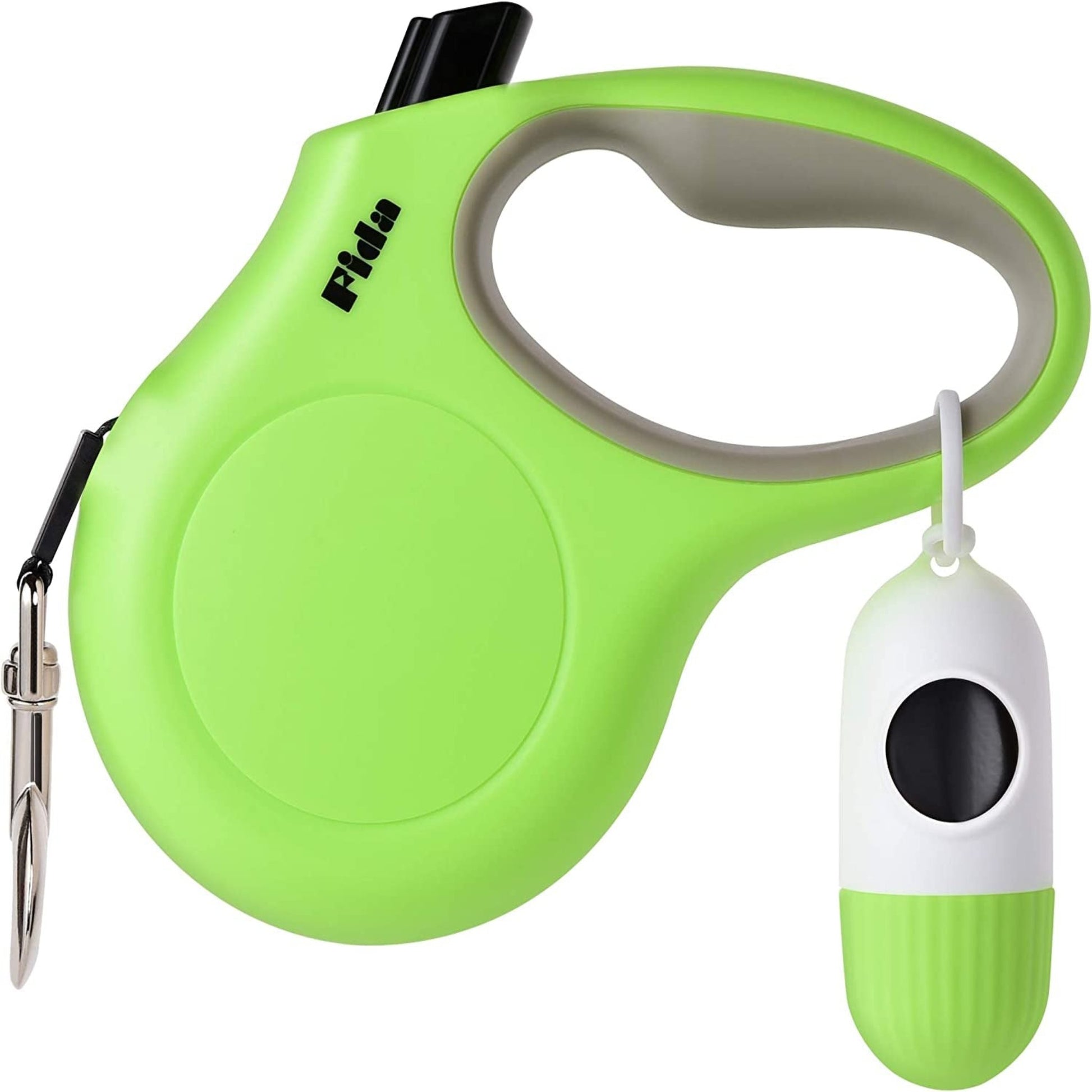10-Ft Retractable Dog Leash with Poop Bag Dispenser – Tangle-Free Reflective Leash for Extra-Small Dogs & Cats up to 18 lbs, Anti-Slip Handle (XS, White)