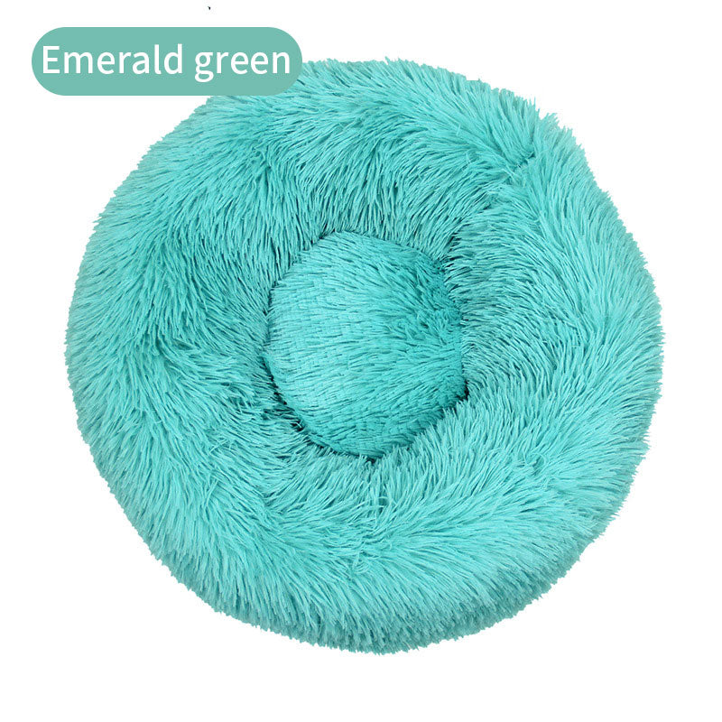 Long Plush Round Pet Bed & Mat - Paw Luxe