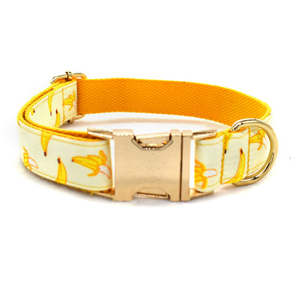 Yellow Banana Dog Traction Rope Pet Collar Pet Supplies Can Be Engraved With Gold Metal Buckle 1.5m Rope - Paw Luxe