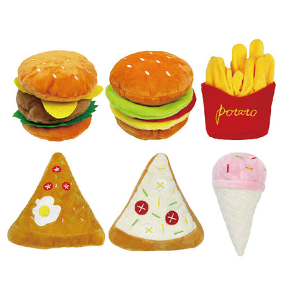 Squeaky Plush Food Pet Toy — Burger, Pizza & More - Paw Luxe