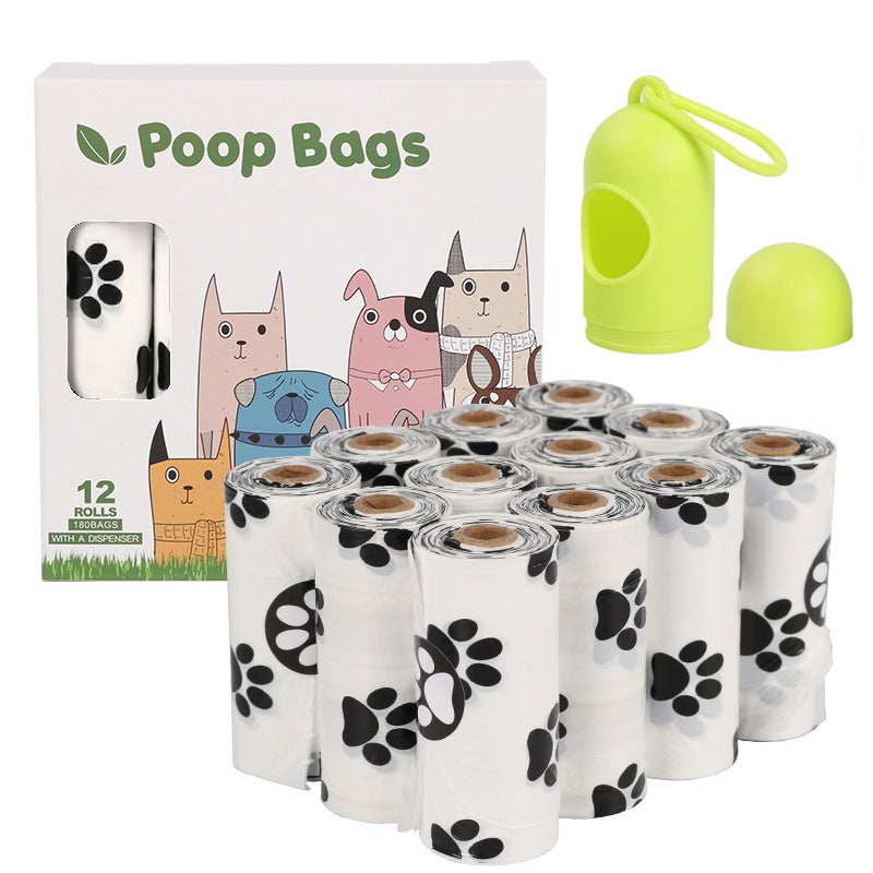 D2W Degradable Dog Poop Bags — White Footprint Design - Paw Luxe