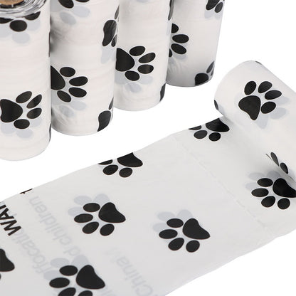 D2W Degradable Dog Poop Bags — White Footprint Design - Paw Luxe