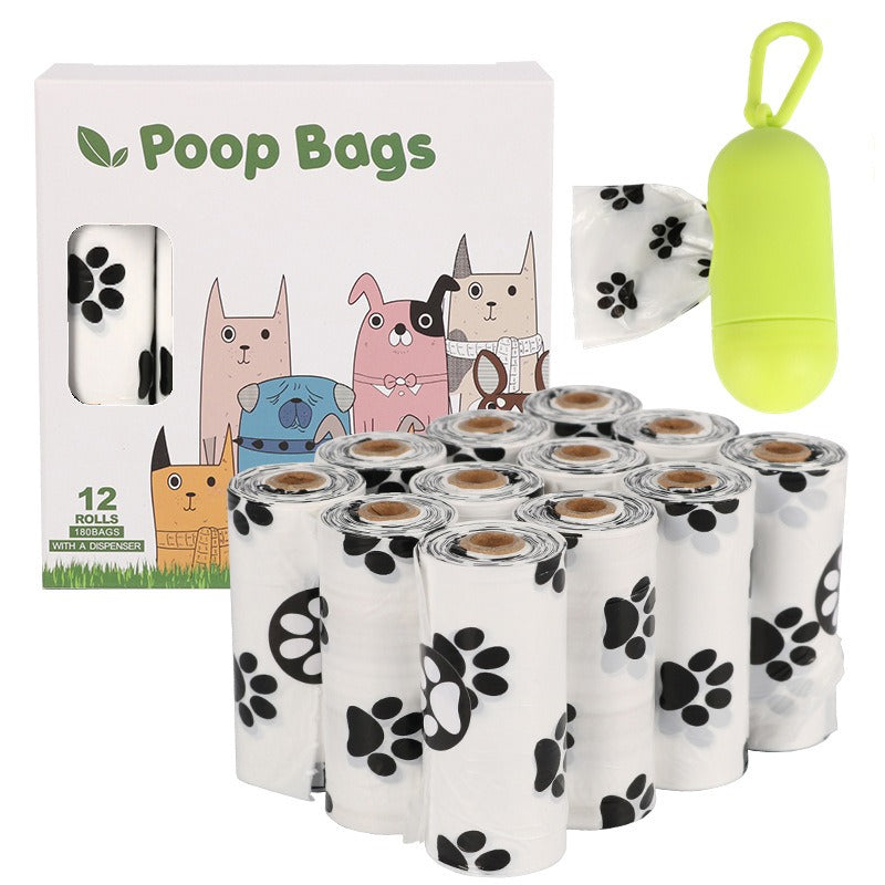 D2W Degradable Dog Poop Bags — White Footprint Design - Paw Luxe