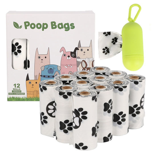 D2W Degradable Dog Poop Bags — White Footprint Design - Paw Luxe