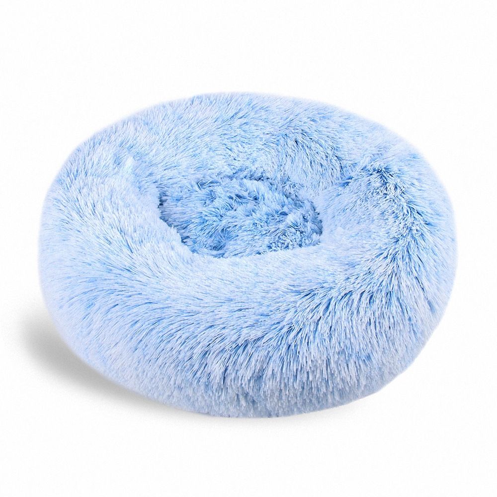 Color Block Round Pet Bed — Anti-Slip Plush Nest with Thermal PP Cotton Fill - Paw Luxe