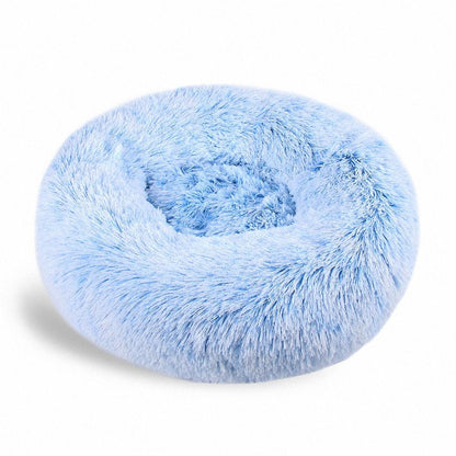 Color Block Round Pet Bed — Anti-Slip Plush Nest with Thermal PP Cotton Fill - Paw Luxe