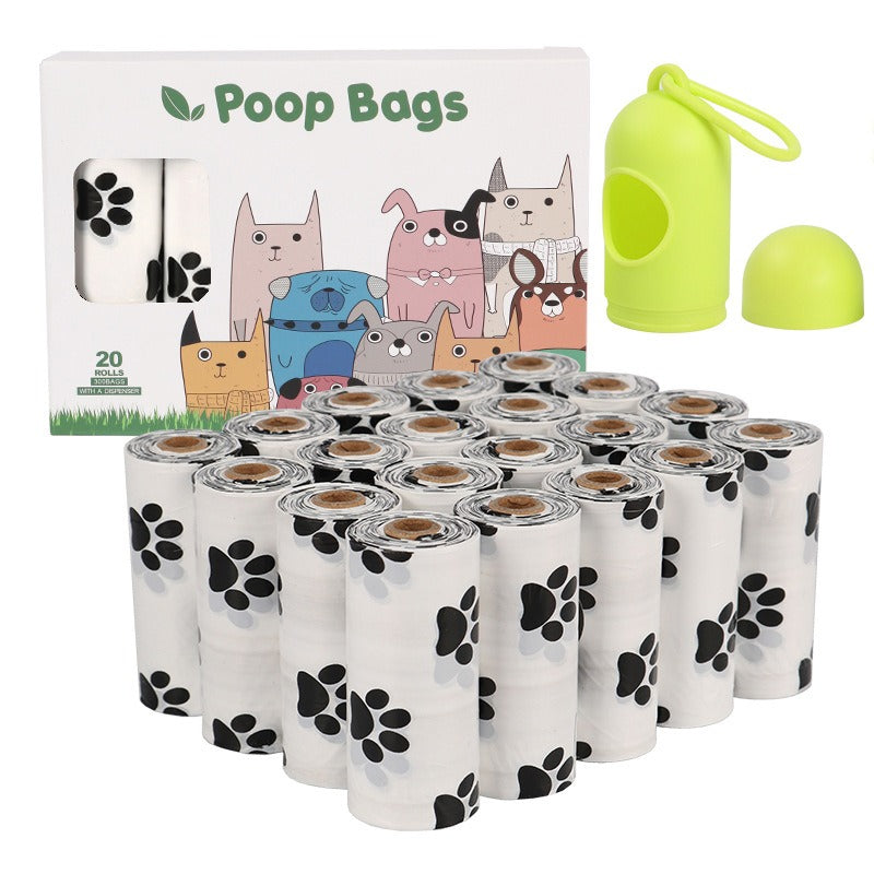D2W Degradable Dog Poop Bags — White Footprint Design - Paw Luxe