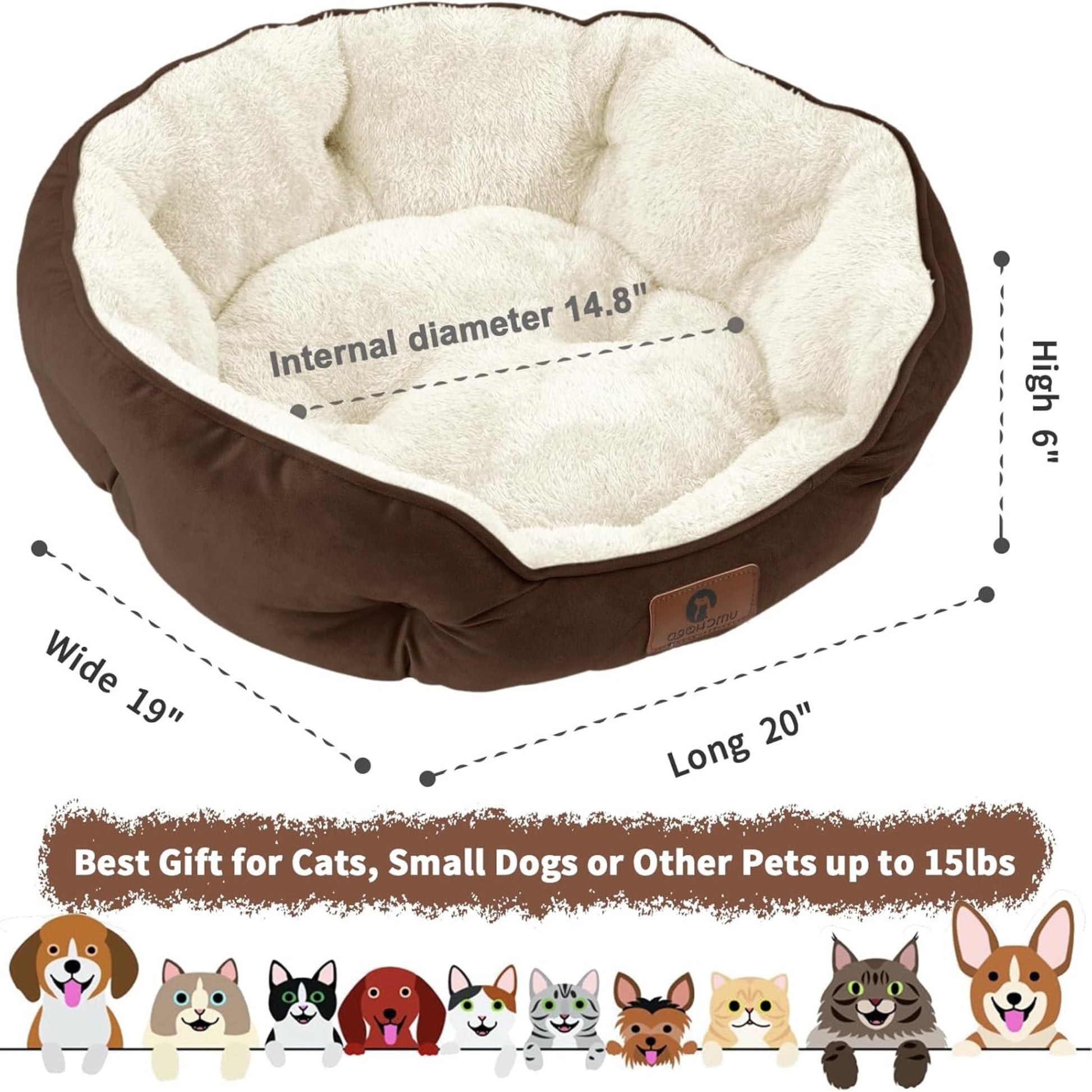 Cozy 20-Inch Small Dog & Cat Bed – Ultra-Soft, Machine Washable with Anti-Slip, Water-Resistant Oxford Bottom – Perfect for Puppies & Kittens!