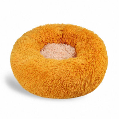 Color Block Round Pet Bed — Anti-Slip Plush Nest with Thermal PP Cotton Fill - Paw Luxe