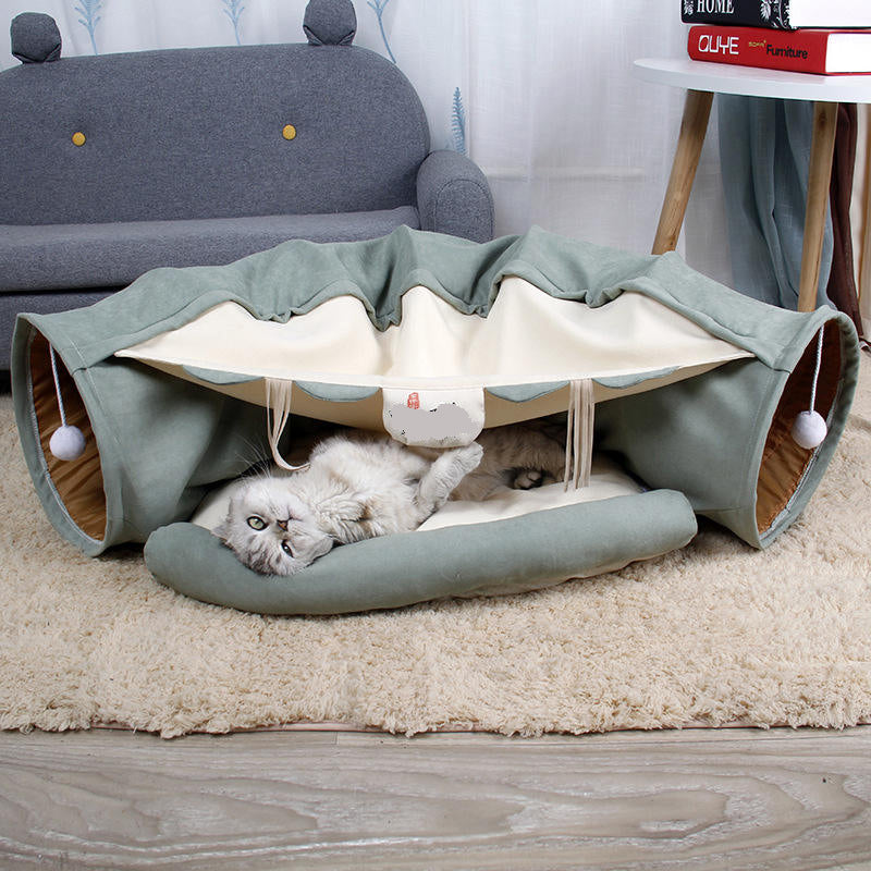 Foldable Cat Tunnel & Play Villa - Paw Luxe