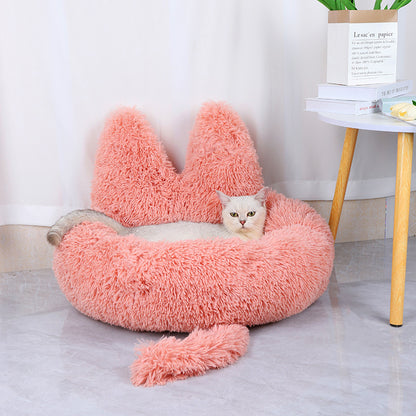 Round Plush Pet House — Cloud-Soft Nest Bed for Cats & Dogs, All Seasons - Paw Luxe