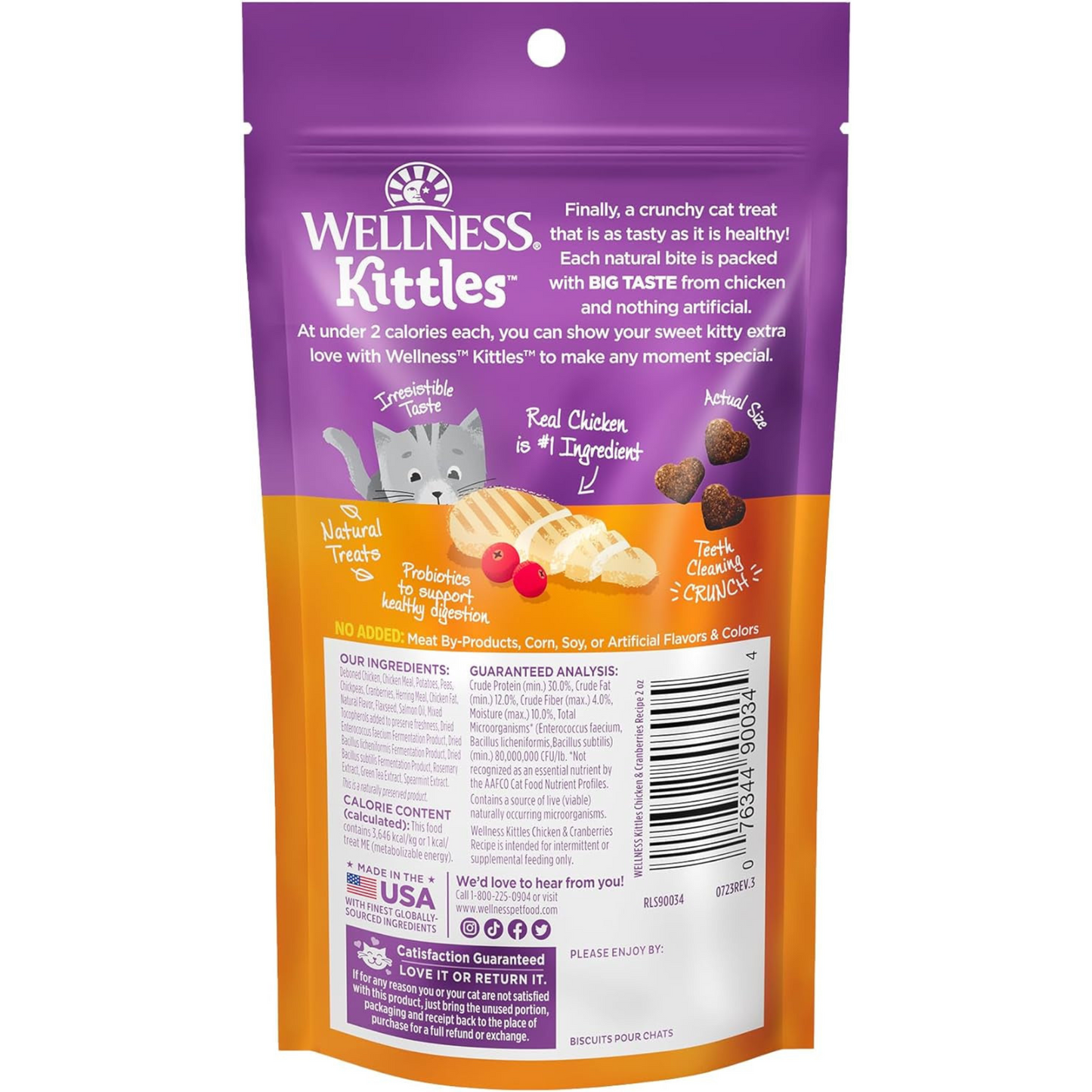 Kittles Crunchy Cat Treats – Grain-Free Chicken & Cranberry Delight, 2 oz – Wholesome Snacks for All Life Stages!