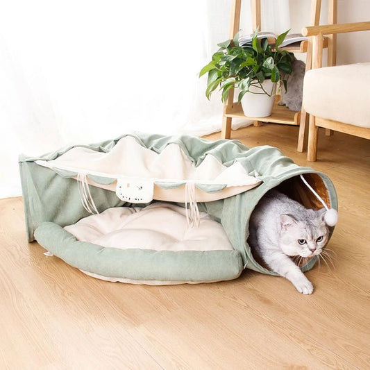Foldable Cat Tunnel & Play Villa - Paw Luxe
