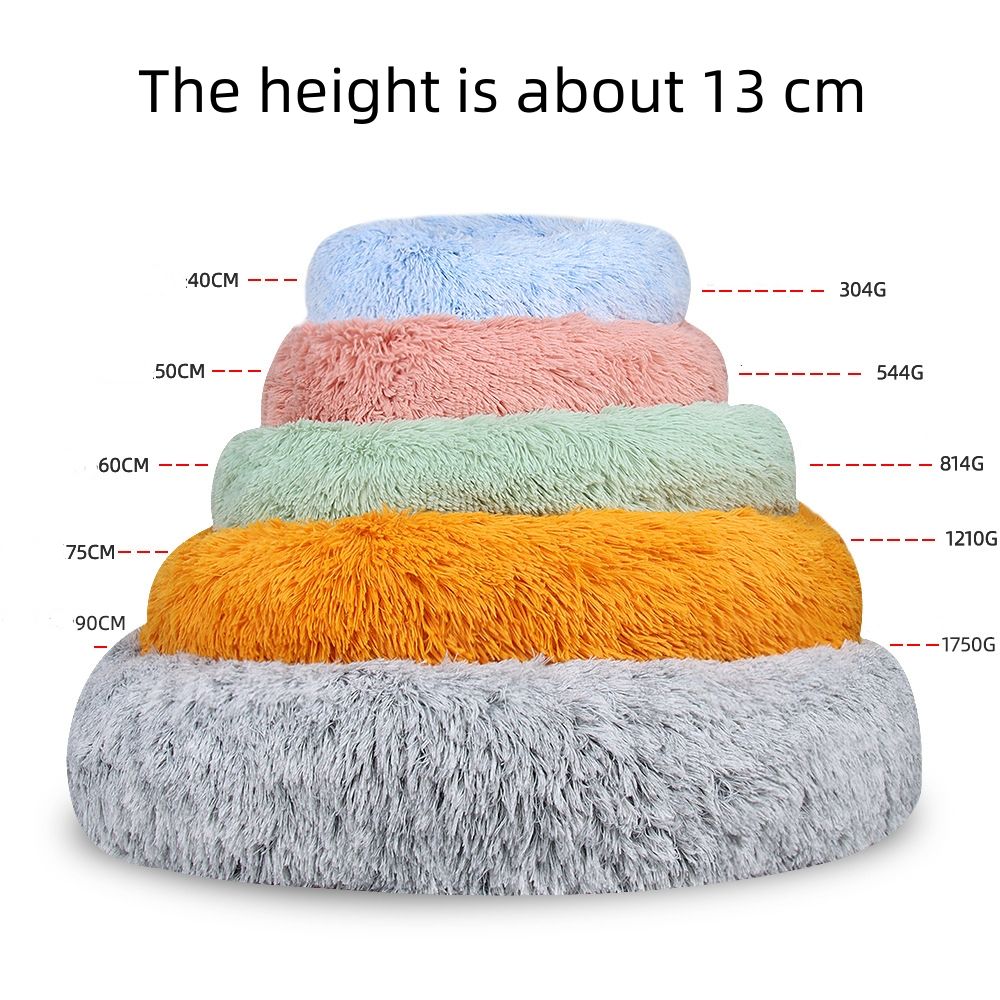 Color Block Round Pet Bed — Anti-Slip Plush Nest with Thermal PP Cotton Fill - Paw Luxe