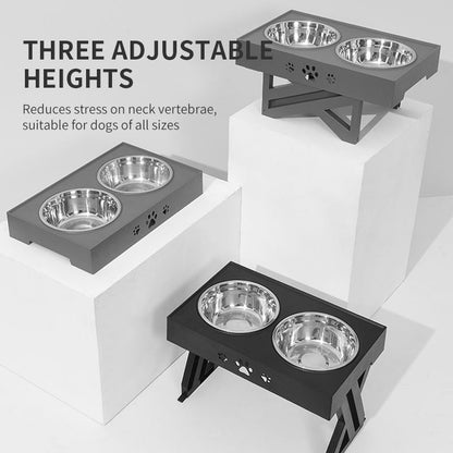 Stainless Steel Pet Bowl with Folding Lifting Table - Paw Luxe