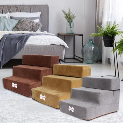 3-Tier Flannel Detachable Pet Stairs - Paw Luxe