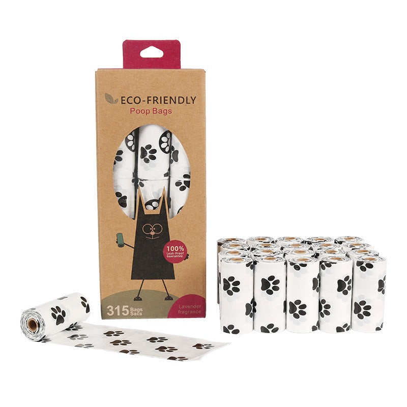 D2W Degradable Dog Poop Bags — White Footprint Design - Paw Luxe