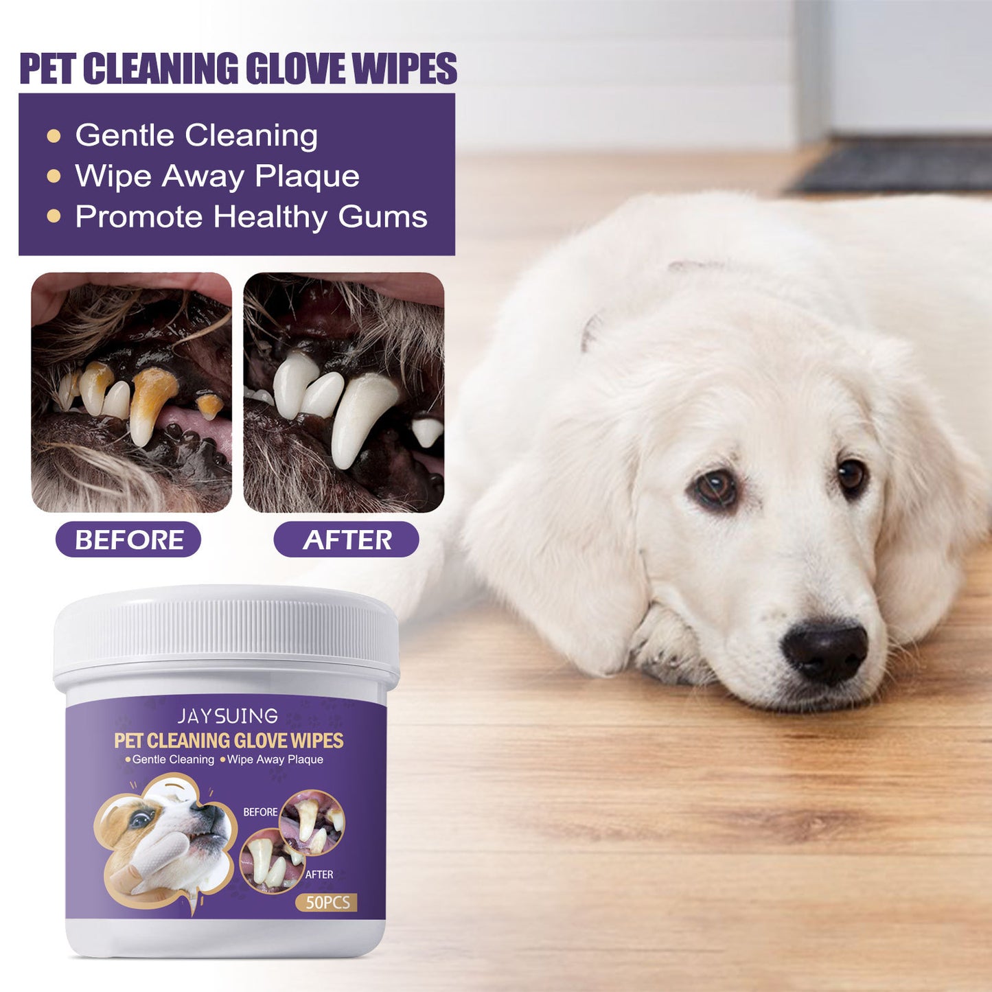 JAYSUING Pet Cleaning Glove Wipes — Dental & Gum Care - Paw Luxe