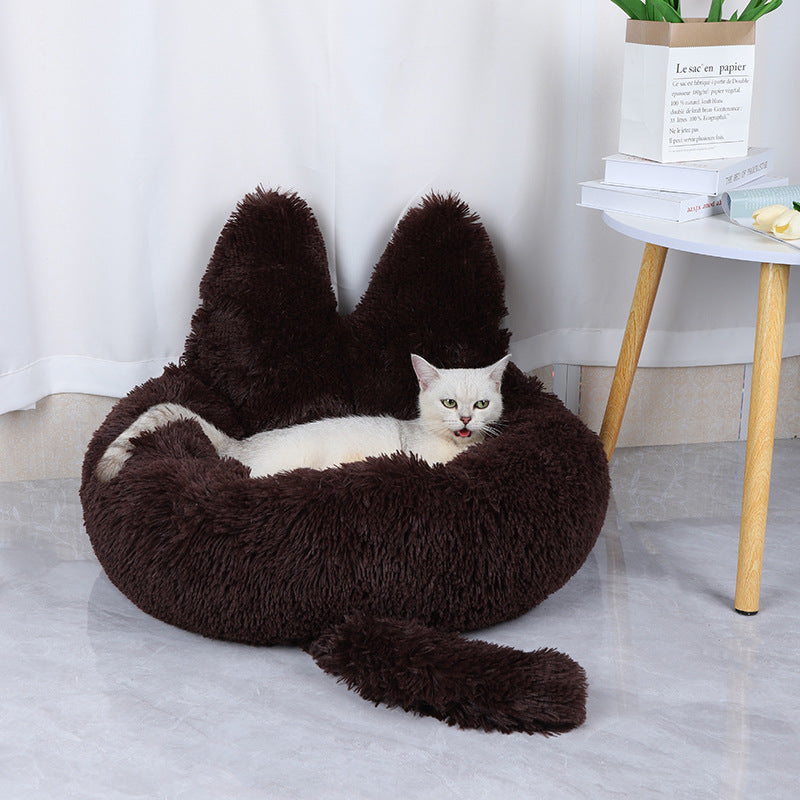 Round Plush Pet House — Cloud-Soft Nest Bed for Cats & Dogs, All Seasons - Paw Luxe