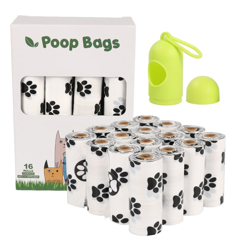 D2W Degradable Dog Poop Bags — White Footprint Design - Paw Luxe