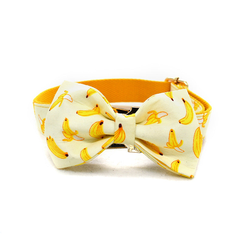 Yellow Banana Dog Traction Rope Pet Collar Pet Supplies Can Be Engraved With Gold Metal Buckle 1.5m Rope - Paw Luxe